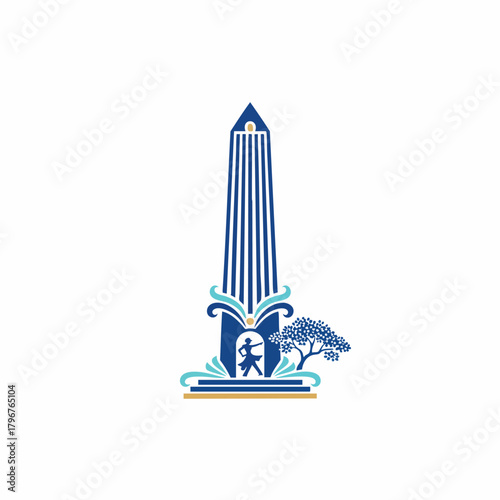 2D icon of Buenos Aires featuring a simplified Obelisco