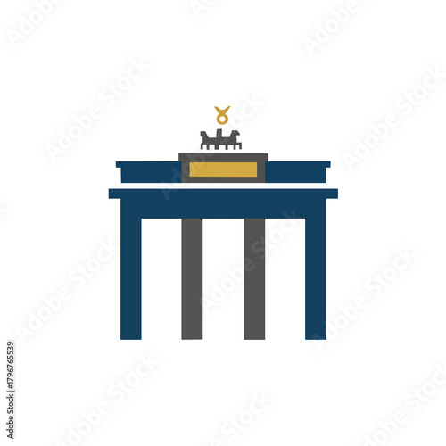 2D icon of Berlin featuring a simplified Brandenburg Gate 