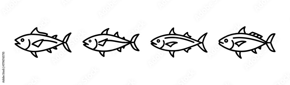 Fototapeta premium Stylized vector illustration of a skipjack tuna fish