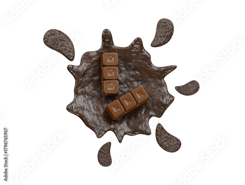 splashing chocolate icon 3d illustration render