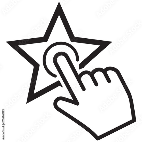 Hand Interacting with Star Icon Rating and Feedback Concept.