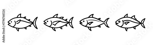 Vector illustration of a yellowfin tuna swimming in clear blue water