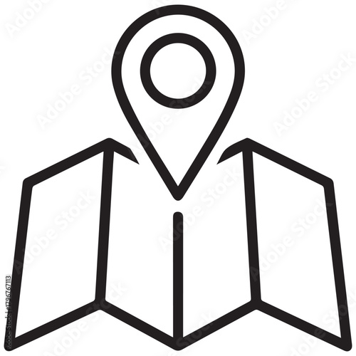 Map with Location Pin Icon for Navigation and Travel 1.
