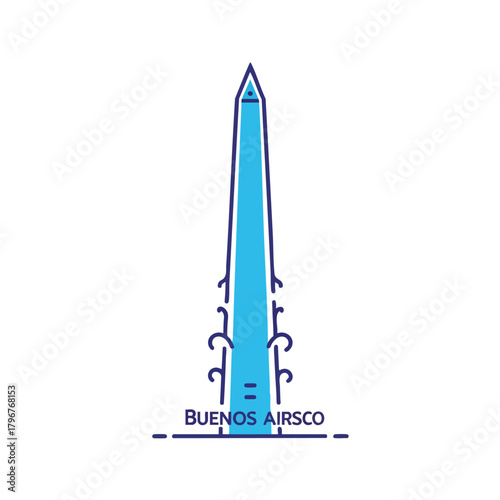 2D icon of Buenos Aires featuring a simplified Obelisco