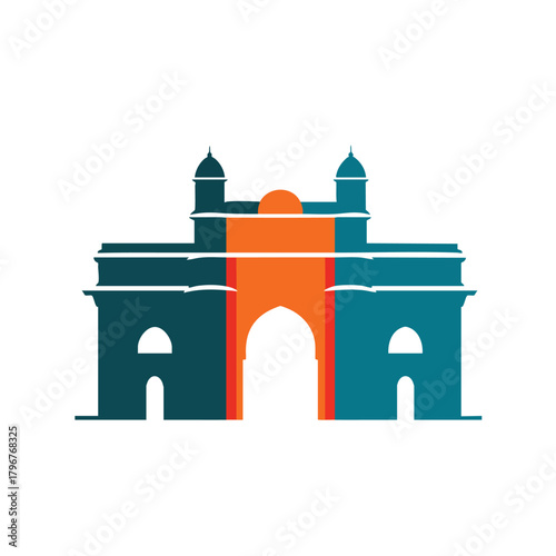 2D icon of Mumbai with a stylized Gateway of India silhouette