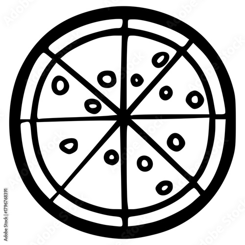 doodle pizza illustration hand drawn outline vector