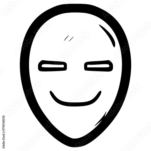doodle mask illustration hand drawn outline vector