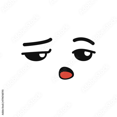 Tired face expression illustration showing eyes rolling and mouth open in a yawn or sigh
