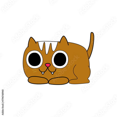 Aadorable brown cartoon cat resting peacefully