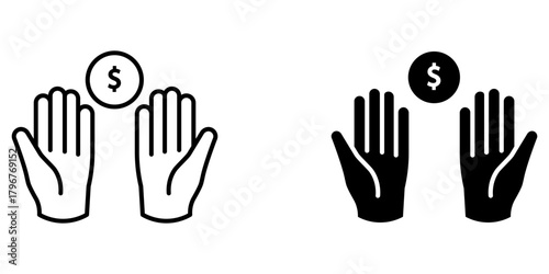  icon holding money coins graphic icon vector