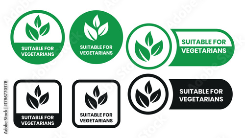 Suitable for Vegetarians stamp sticker with Leaves icon vector illustration. Suitable for Vegetarians sign, logo, badge, icon, sticker, label, emblem, stamp, symbol, black, line, flat vector.