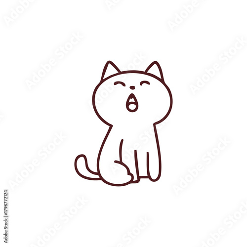 Simple illustration of a shocked cat with an open mouth