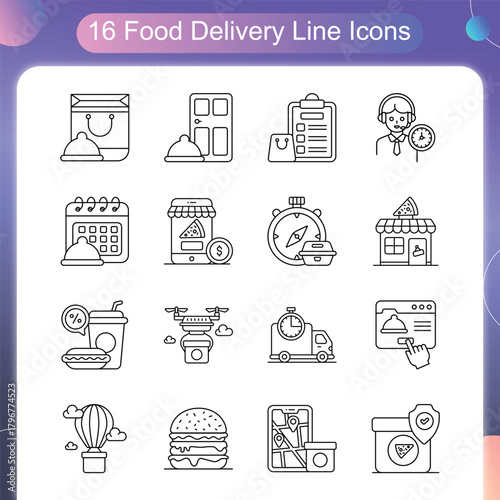 Food Delivery Line Style Set 2