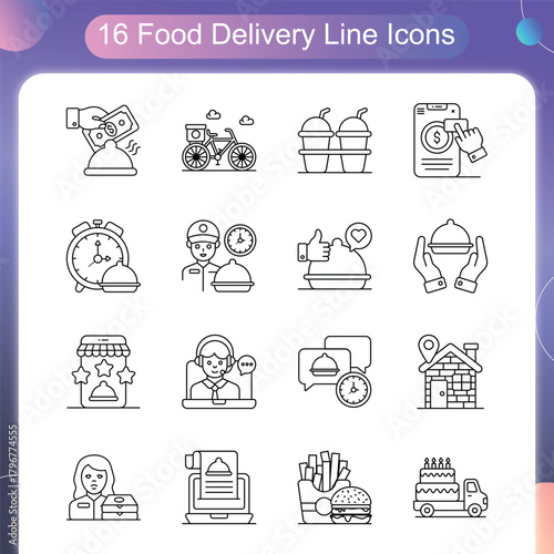 Food Delivery Line Style Set 3