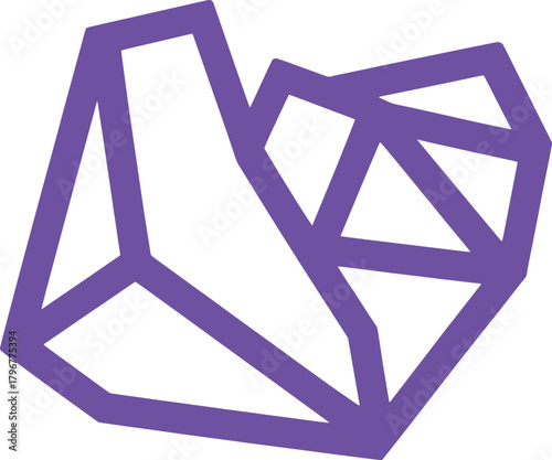 Purple geometric abstract shape on white background polygon structure vector