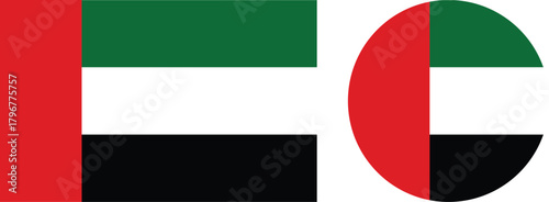 United Arab Emirates flag. United Arab Emirates flag on button. United Arab Emirates flag vector.