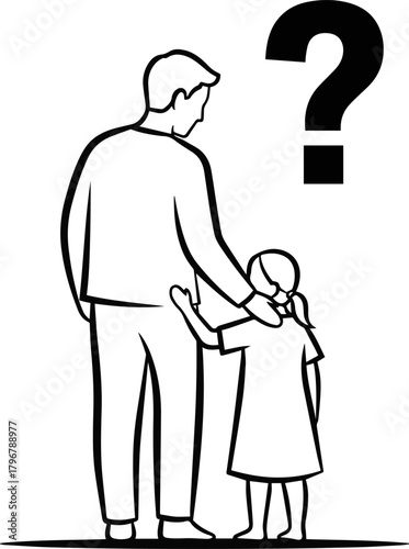 Create a Simple parents and child vector art with white background.