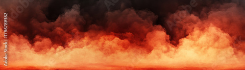 Dramatic background with glowing warm tones of orange and red smoke creating intense fiery atmosphere full of energy and movement