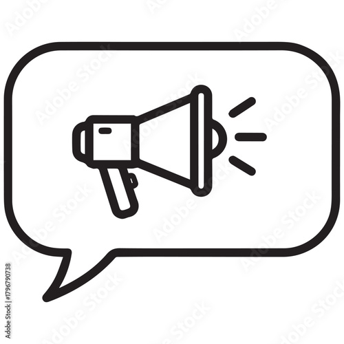 Megaphone in Speech Bubble Announcing Important Information and Messages.