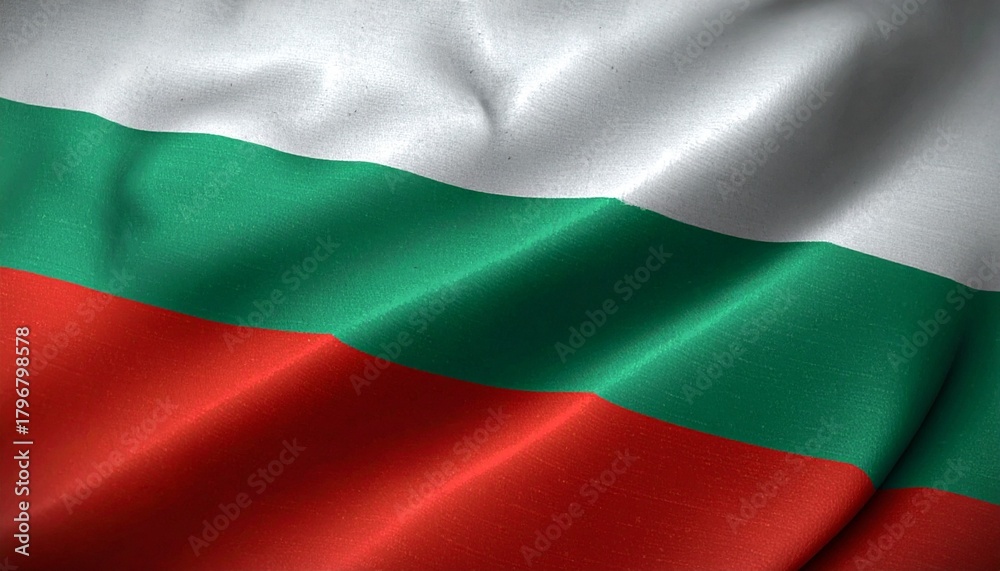 Obraz premium Waving Bulgarian Flag National Symbol of Bulgaria Independence Patriotism and European Heritage