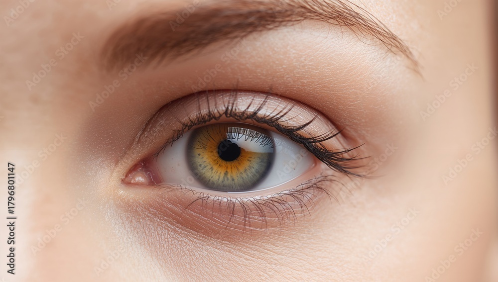 Fototapeta premium Close-up view of a human eye, emphasizing detail and focus