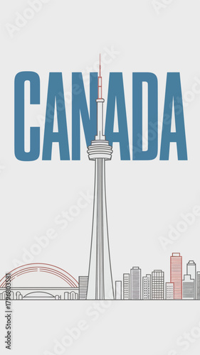 Canada Skyline Illustration Toronto Landmark Vector Design