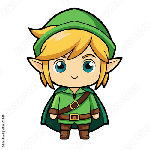 Funny cartoon illustration of a smiling little Irish boy wearing a green leprechaun hat