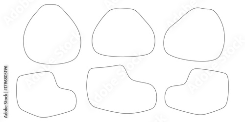 CAD Drawings. Top view of outline set of bean bags and soft lounge seating. Vector illustration.