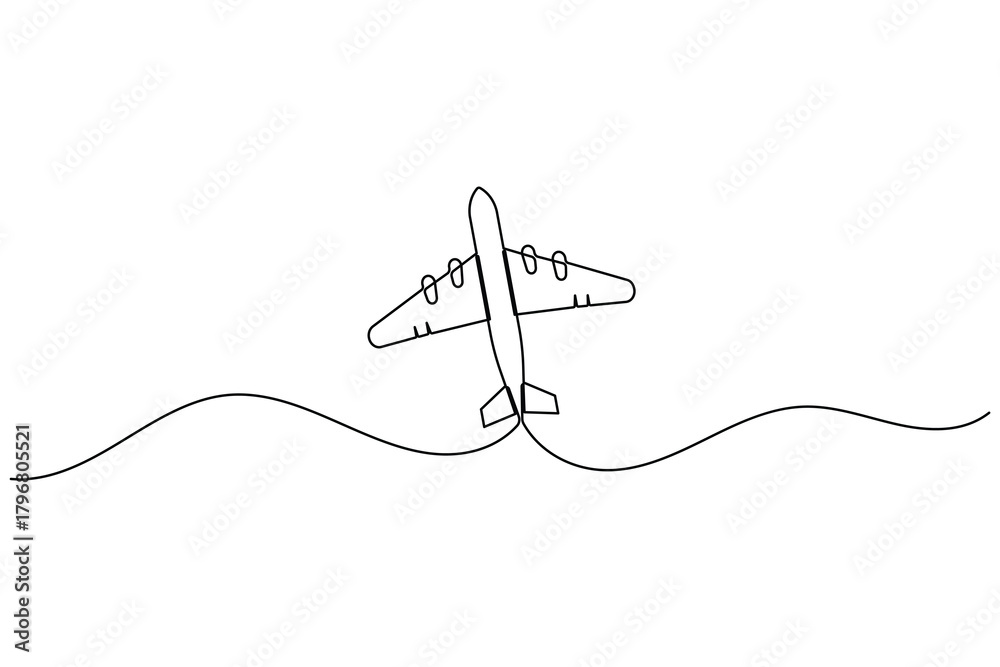 Obraz premium Airplane continuous line drawing with simple minimalist business concept