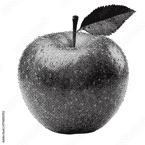 School lunch apple halftone grunge vector design element