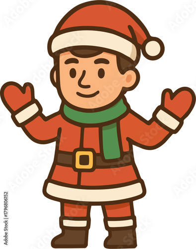 Cute Santa Boy Flat Illustration