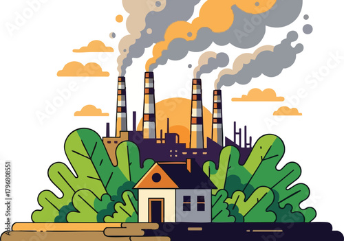 Industrial Pollution Near Residential Area
