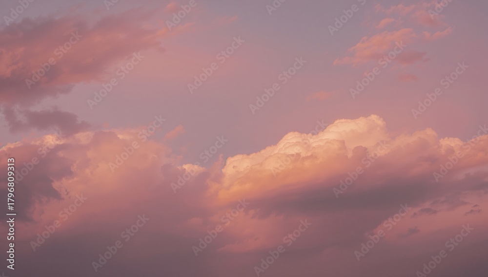 Fototapeta premium Golden sunset light envelops the clouds, creating a warm and tranquil atmosphere, seasonal change