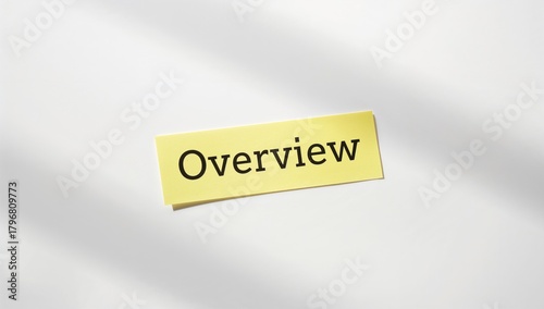 Overview written on a yellow sheet of paper, functional background for text layout