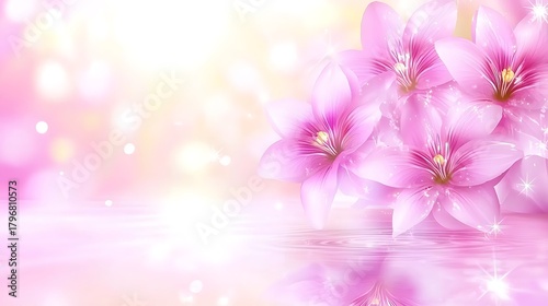 Clean composition featuring soft pastel background and warm reflections in daylight