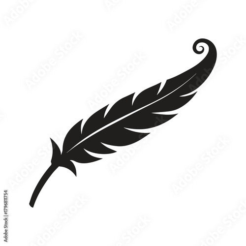 Burning Feather Pen Emblem Representing Energy Imagination and Literary Strength