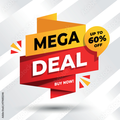 Vibrant Mega Deal Discount Banner for Limited Time Sales