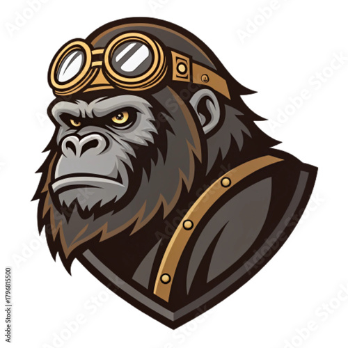 Steam‑Powered Gorilla Mascot Logo | Bronze and Dark Grey Vector Esport Mark Design

