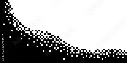 Pixel Glitch Corner Transition Background Vector Black and White Digital Dissolve Effect Graphic