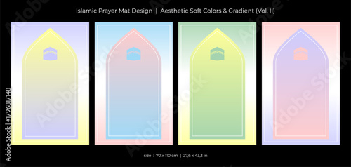 Islamic prayer mat design. Aaesthetic soft colors and gradient. (Vol. II)