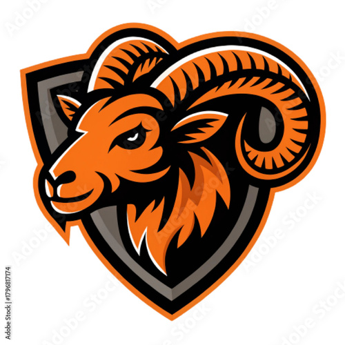 Furnace Ram Mascot Logo | Orange and Black Vector Esport Emblem with Heavy Outline

