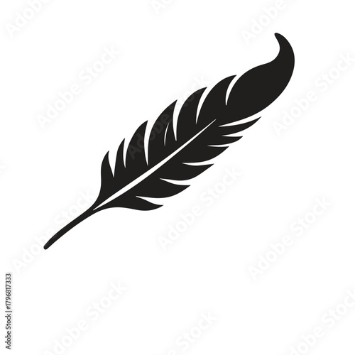 Flowing Feather Pen Emblem Representing Smooth Literature Movement and Artistic Grace