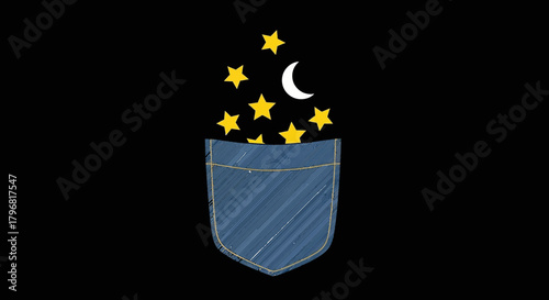 Pocketful of Stars A Symbolic Depiction of Dreams, Hope, and Nighttime Wonder within a Creative Illustration