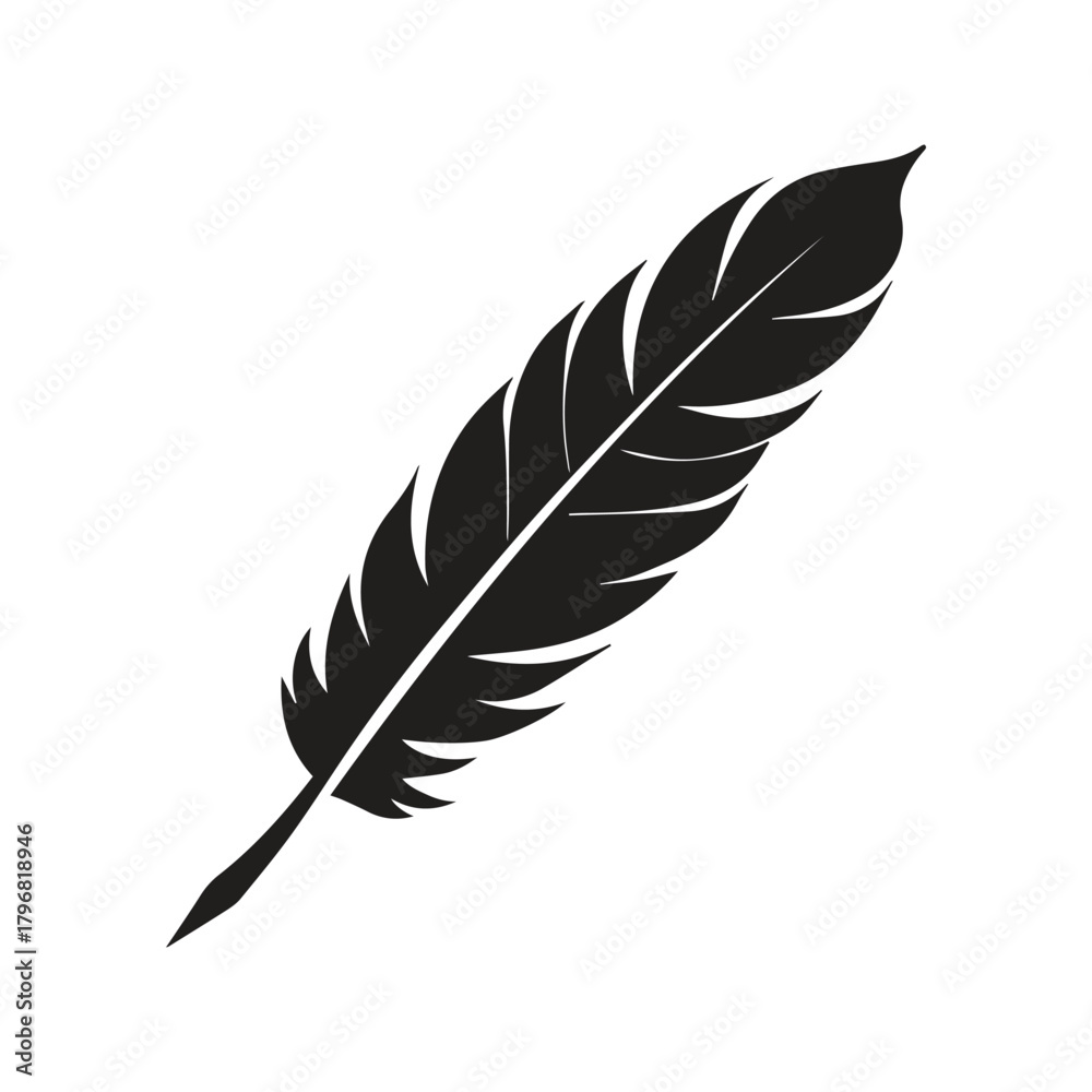 Obraz premium Wave Form Quill Pen Logo Showing Fluid Poetic Expression and Creative Rhythm