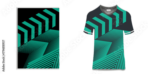 Fabric textile design for Sport t-shirt, Soccer jersey mockup for football club. uniform front view.