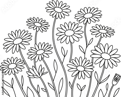 A Charming Collection of Delicate Daisy Flowers in a Whimsical Line Art Style Perfect for Crafting and Design Projects