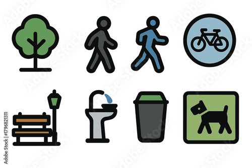 Park features include walking paths, water fountain, and dog-friendly areas for leisure activities and outdoor enjoyment