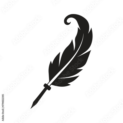 Feather Pen Heart Emblem Representing Emotional Storytelling Literature and Artistic Spirit