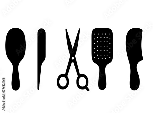 Essential tools for hairstyling and grooming in a salon setting