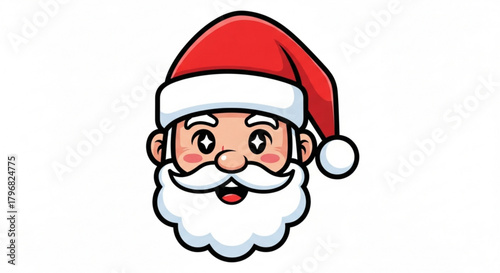 Joyful Santa Claus face with twinkling eyes and rosy cheeks, spreading holiday cheer and festive spirit with a merry smile